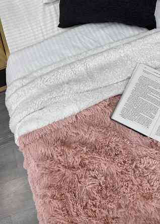 Плед-покривало 200х230 см (+-10см) Травка на овчині колір персиковий з білим (87-214) Київ
