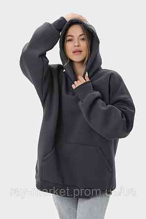 Худі оверсайз жіноче утеплене RAY OVERSIZE темно-сіре (U0404W-Dark Grey) 2XS/XS Київ