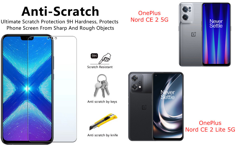 Захисне скло NeoGlass для OnePlus Nord CE 2 5G, Nord CE 2 Lite 5G – надпрозоре та стійке Київ - фото 1