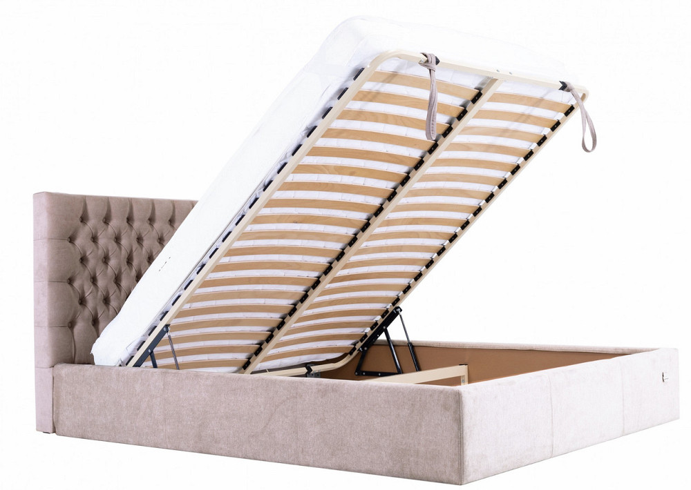 Кровать Двуспальная Cambridge Comfort 160 х 200 см Мисти Milk С подъемным механизмом и нишей для белья Бежевый Днепр - изображение 16