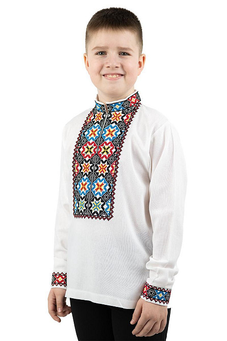 Вишиванка для хлопчиків, лляна, біла, топ Київ - фото 1