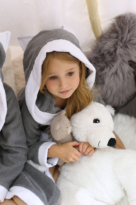 Халат детский махровый Ideal Textile с капюшоном серый (56860476) Черновцы - изображение 2