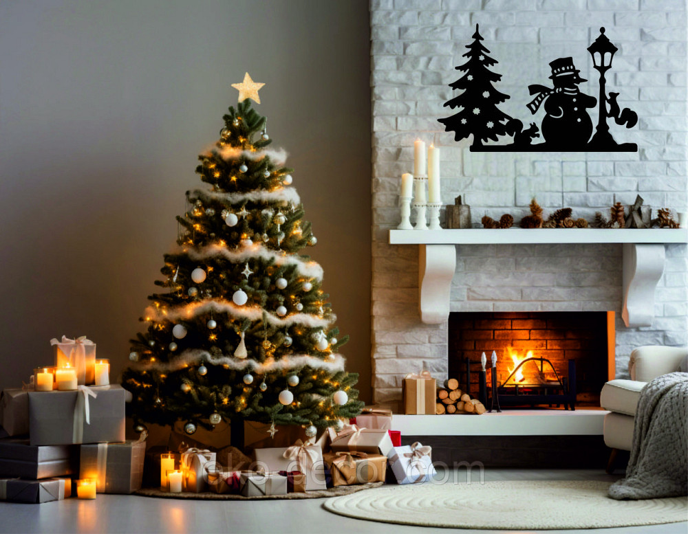 Декоративне настінне Панно «Новий рік», Декор на стену 70*44 см, Чорний Київ - фото 4