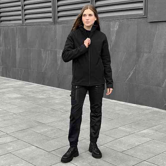 Чорна повсякденна весняна куртка на флісі Pobedov Shadow Жіноча Київ