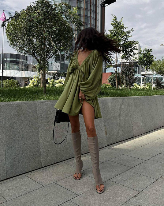 Женское легкое мини платье свободного кроя креп жатка Одесса - изображение 6