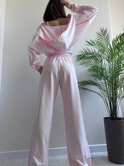 Женский прогулочный костюм тройка: кофта топ и штаны  двунить + микродайвинг Розовый, 46/48 Одесса - изображение 9