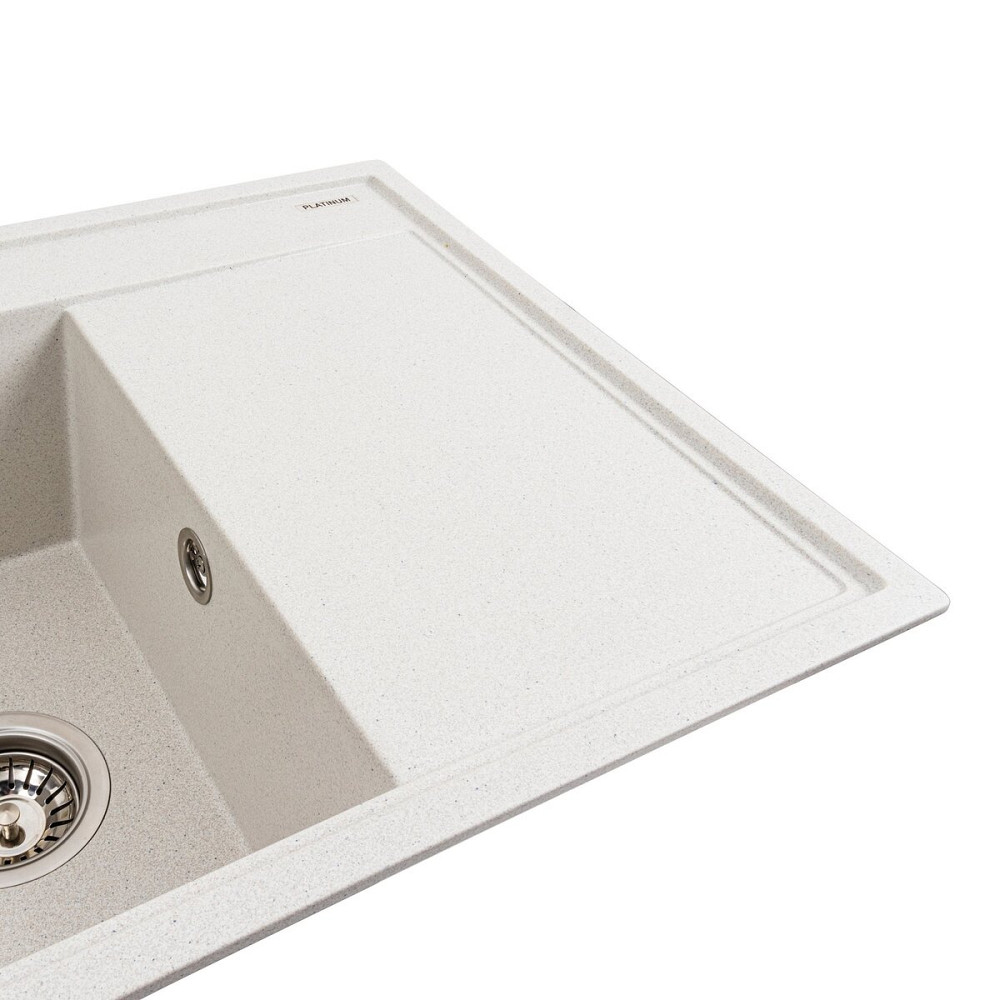PLATINUM Гранітна мийка для кухні Platinum 7950 AZURIT матова Біла в крапку Київ - фото 3