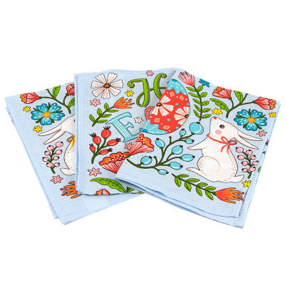 Полотенце Руно Набор вафельных Пасхальные Зайчики с писанкой голубой 45х60 см 3 шт (710Т_ Великодні Зайчики з писанкою блакитний) Винница - изображение 1