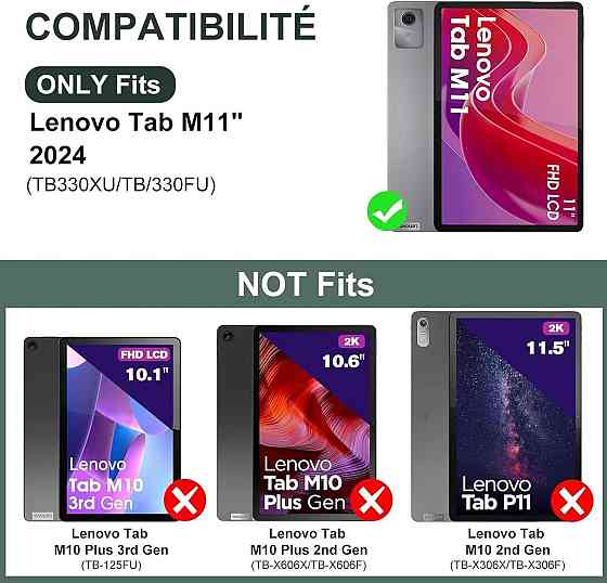 Чехол с Bluetooth клавиатурой для Lenovo Tab M11 11” 2024 TB330XU TB330FU беспроводная магнитная AZERTY зеленый Киев