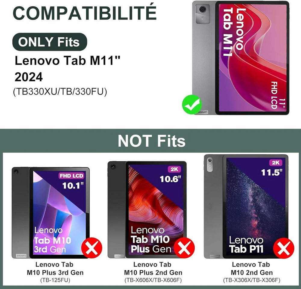 Чехол с Bluetooth клавиатурой для Lenovo Tab M11 11” 2024 TB330XU TB330FU беспроводная магнитная AZERTY зеленый Киев - изображение 2