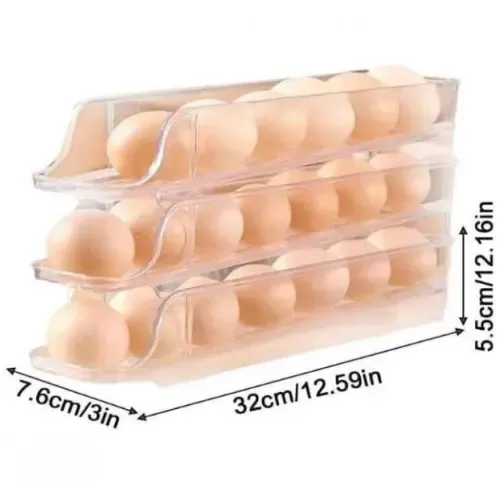 Компактный органайзер для яиц 3 ярусный автоматический Plastic shelving / Контейнер-лоток для яиц Коломия - фото 4