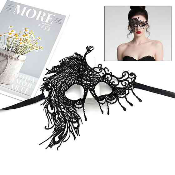 Ажурна маска Павлін 17 на 14см чорний Київ