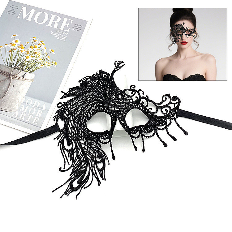 Ажурна маска Павлін 17 на 14см чорний Київ - фото 2