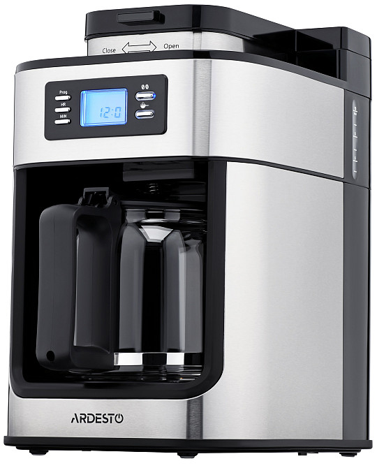 Кавоварка ARDESTO крапельна Steel Collection 1.2л, зерно + мелена, дисплей, сріблясто-чорний Київ - фото 1