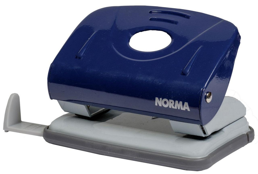 Діркопробивач металевий 20 арк. "Norma" з лінійкою 8 см. синій, 4345-06N, шт Київ - фото 1