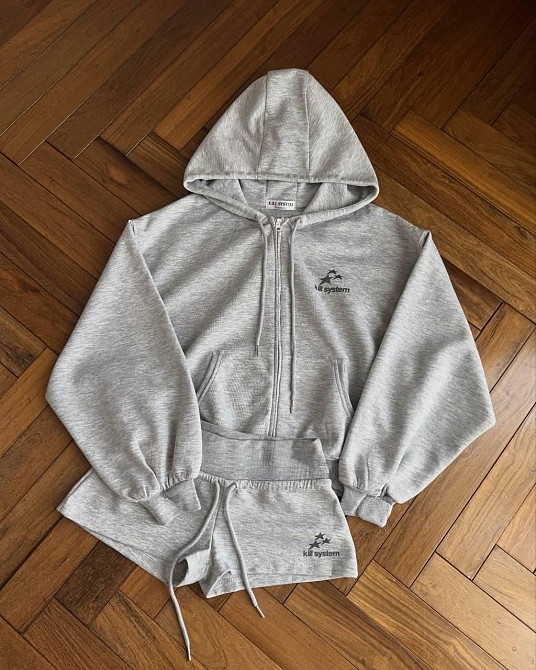 Женский стильный повседневный костюм тройка двухнитка Серый Одесса - изображение 2