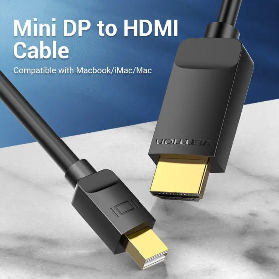 Кабель Vention 4K Mini DisplayPort to HDMI Cable 1.5M Black (HAHBG) Киев