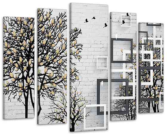 Модульна картина у вітальню / спальню Абстракція Дерева Art-429_5 ( 80х118см ) Київ