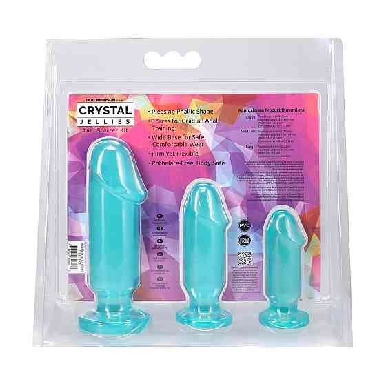 Набір анальних пробок Doc Johnson Crystal Jellies - Anal Starter Kit Teal (м'ятий та без вставки!!!) Sex Aura Київ
