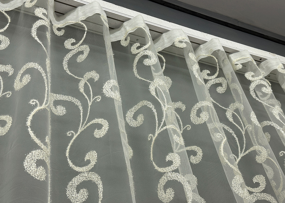 Тюль фатин с вышивкой и люрексом цвет молочный 1684т Киев - изображение 8