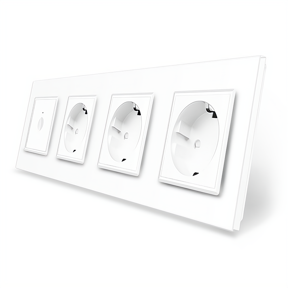 LIVOLO Сенсорний вимикач Sense 1 сенсор 3 розетки Livolo білий скло (VL-C7FC1/FCTC16A/FCTC16A/F Коломия - фото 3