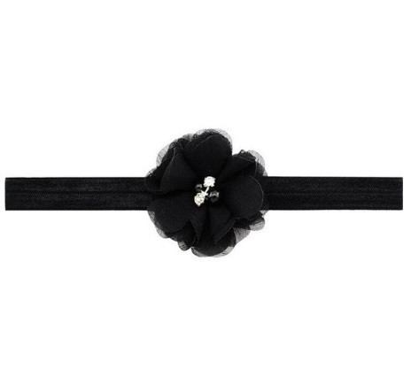 Повязка детская с цветком черная - универсальный (на резинке), цветок 5,5см Киев - изображение 1