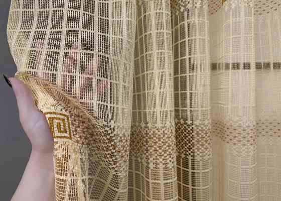 Тюль сетка VR-Textil Juli № 1872т Арка на кухню цвет янтарный с карамельным 500х150 см (53-0173) Киев
