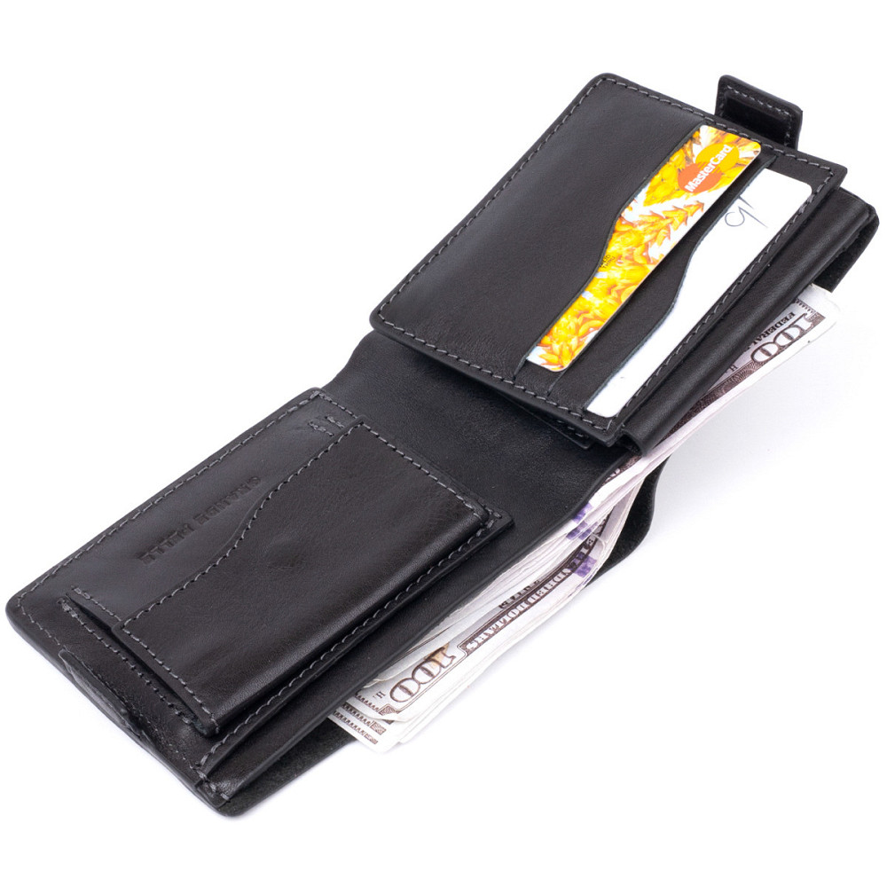 Портмоне горизонтальне Amico на магніті на два відділення GRANDE PELLE 11320 Чорне Київ - фото 9