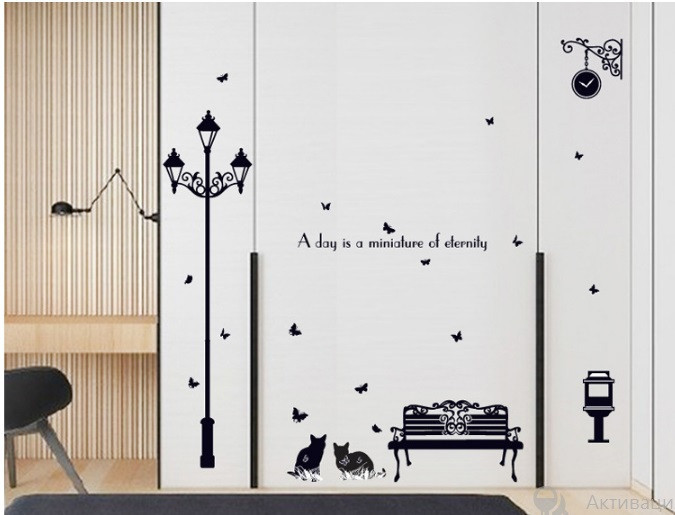 Интерьерная наклейка в комнату Фонарь и коты Киев - изображение 1