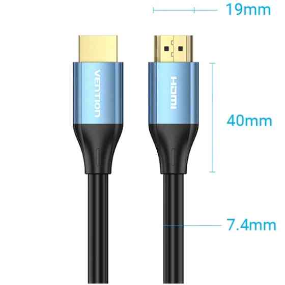 Кабель HDMI M - M, 2.0 м, V2.0, 4K 60Гц, Aluminum Alloy Blue Vention Винница