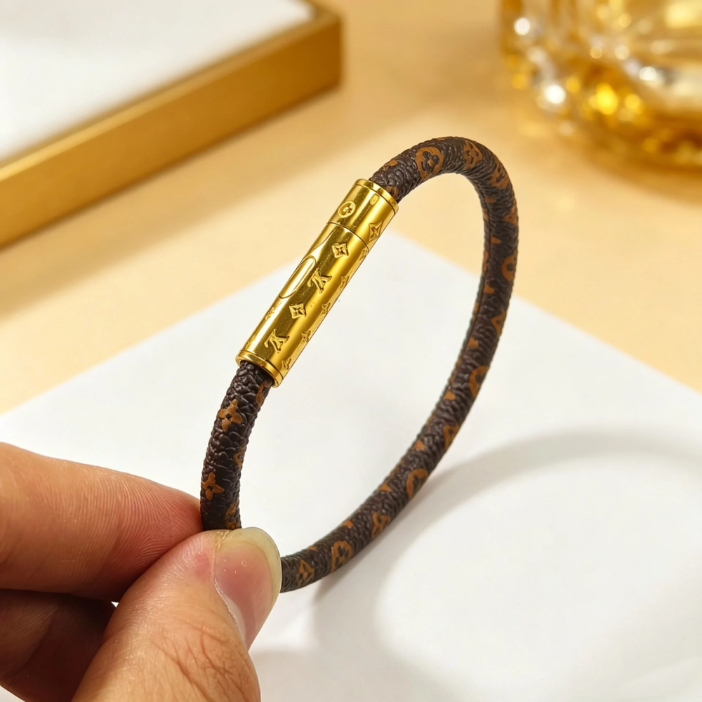 Браслет кожаный женский LV (Коричневый) Киев - изображение 4