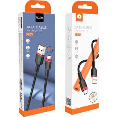 Дата кабель USB 2.0 AM to USB-C 1.0m 2.4A X203 black WUW (6972573336203) Вінниця