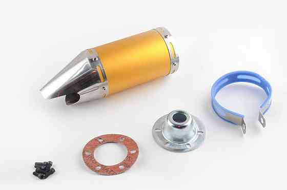 Глушитель (тюнинг) 170*10 см, креп. Ø78mm (нержавейка, короткий, золото, прямоток, mod:4) Мукачево