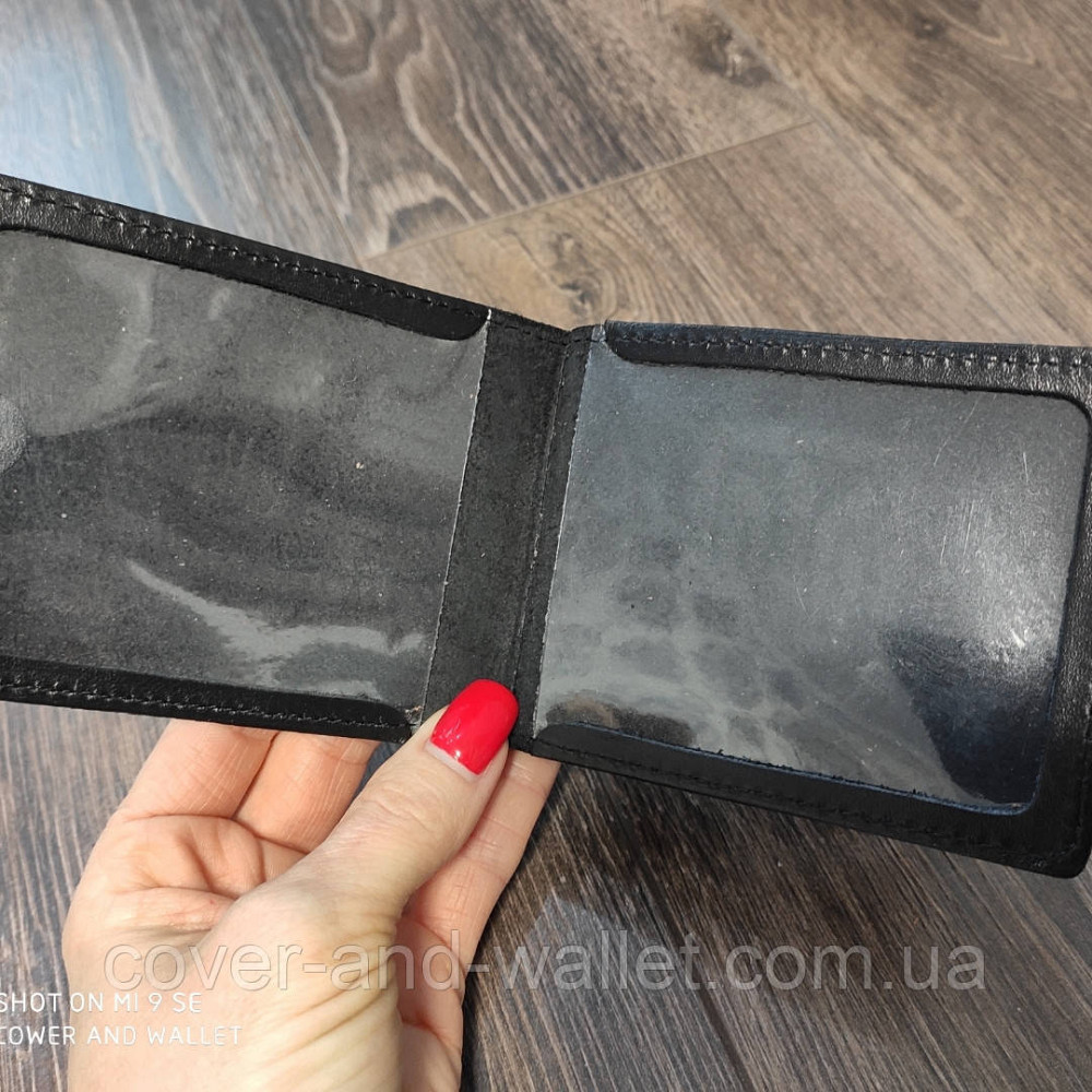 Шкіряна обкладинка портмоне на кнопці Інвалід війни P-Leather Київ - фото 5