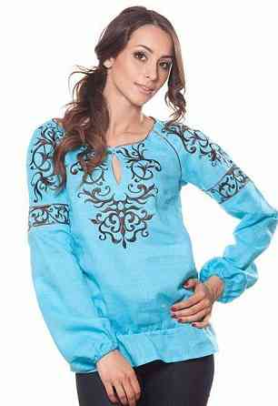 Вишиванка з натурального льону Cornett-ВОЛ БЛ-126 S, Блакитний Київ