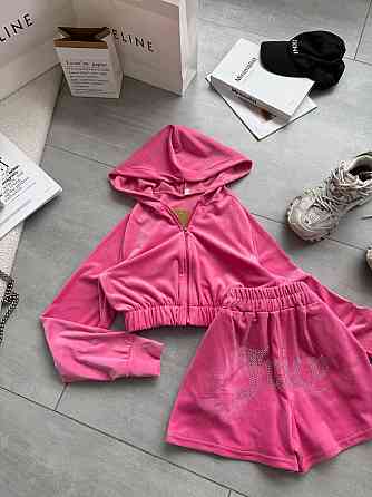 Женский стильный повседневный велюровый костюм Розовый, 42/44 Одесса