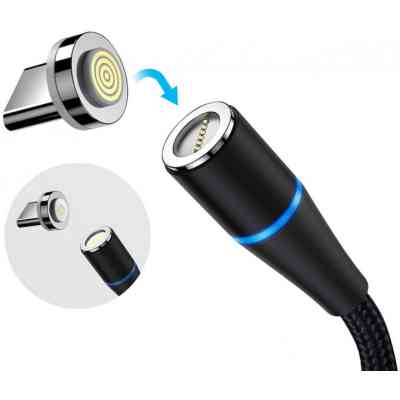 Дата кабель USB 2.0 AM to Lightning + Micro 5P + USB-C 1.0m Magnetic ColorWay (CW-CBUU038-BK) Винница