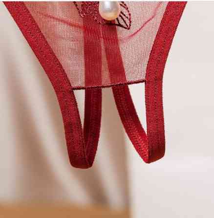 Трусики з розрізом та бусинкою універсальний бордовий Київ