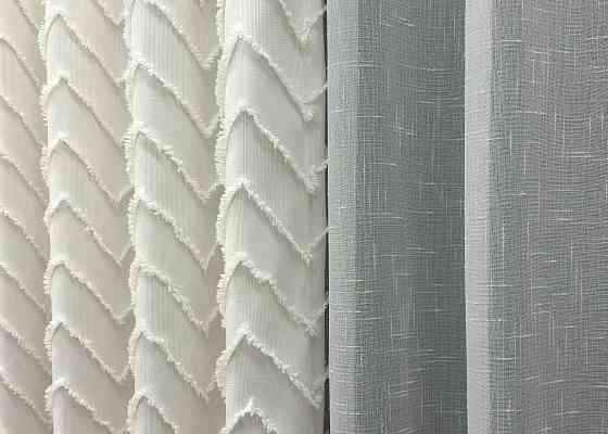 Комплект штор VR-Textil Льон Букле 200х270 2шт і Тюль 600х270 1815ш-115т Молочний з білим 71-045/7 Київ