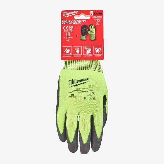 Перчатки сигнальные MILWAUKEE с сопротивлением порезам 4/D уровня, 7/S Одесса