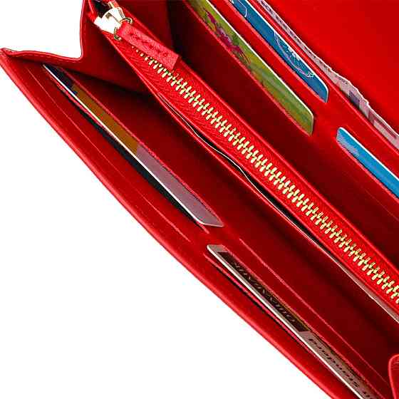 Чудове містке портмоне для жінок з натуральної шкіри Червоний (Tony Bellucci) Київ