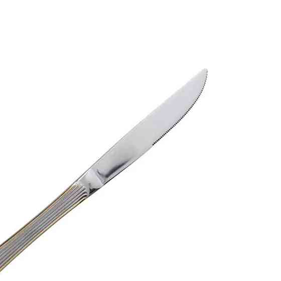 Набір столових ножів 6 штук ножі сервірувальні з нержавіючої сталі 22.5 см Срібло із золотим обрамленням HP-20-30 Київ