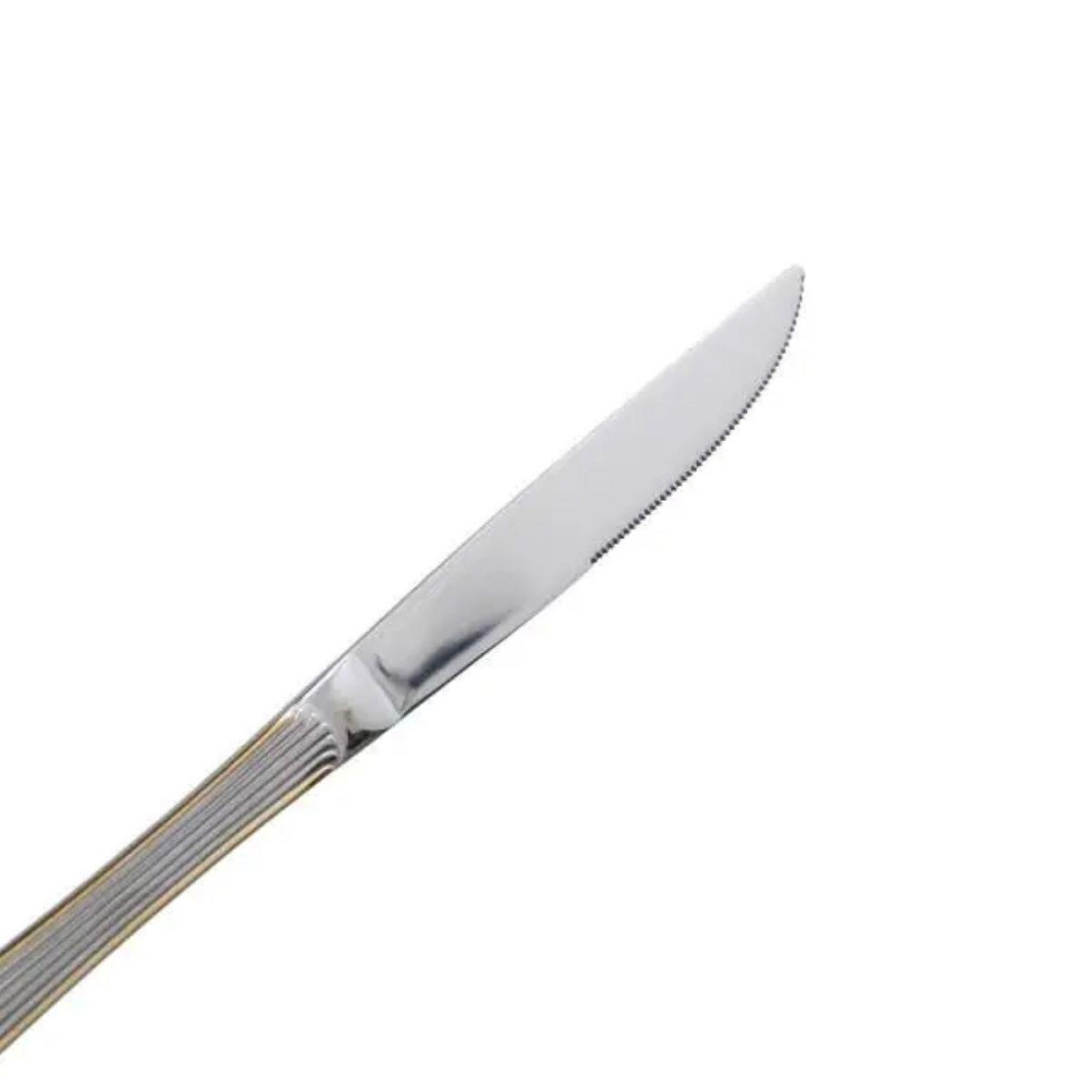 Набір столових ножів 6 штук ножі сервірувальні з нержавіючої сталі 22.5 см Срібло із золотим обрамленням HP-20-30 Київ - фото 2