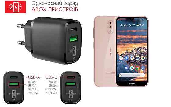 Сетевое зарядное устройство для Nokia 4.2, 20W 3A, Quick Charge 3.0 Киев