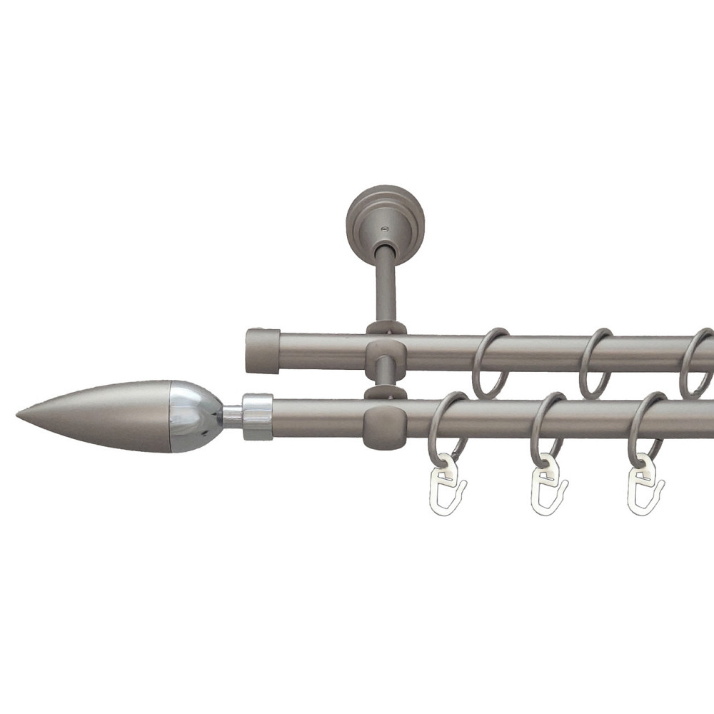 Карниз Orvit Лінея металевий дворядний відкритий Сатин 16\16 мм 240 см (6098952) Львів - фото 1