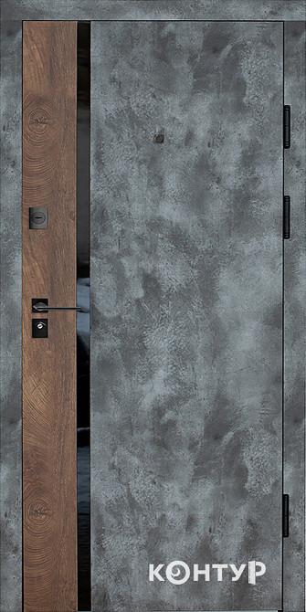 Двери квартирные, серия ТИП 3.2 модель 632/605 сланец темный+спил дерева коньячный/супермат белый Киев - изображение 1