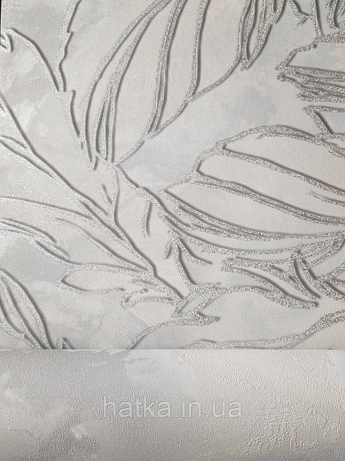 Обои виниловые на флизелине метровые Sintra Edelina листья серебристые на сером Киев - изображение 3