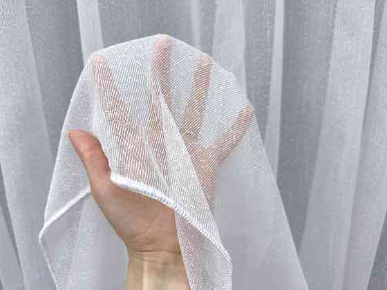 Тюль VR-Textil 2123т Льон Дощик однотонний Білий 600х240 см (43-382) Київ