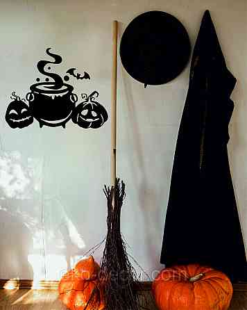 Декоративне настінне Панно «Коток відьми», Декор на стіну 90*70 см, Чорний Київ