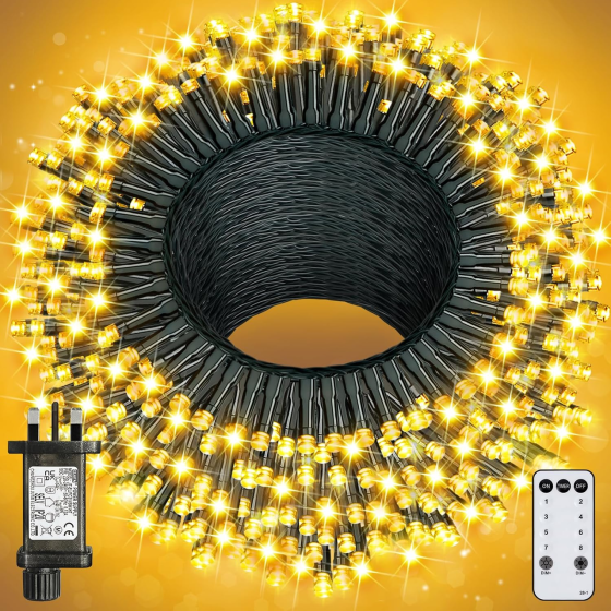 Різдвяна гірлянда YAGOPAL 100 м, 800 LED, теплий білий, 8 режимів, таймер 6/18 год, регулювання яскравості, IP65, пульт Київ